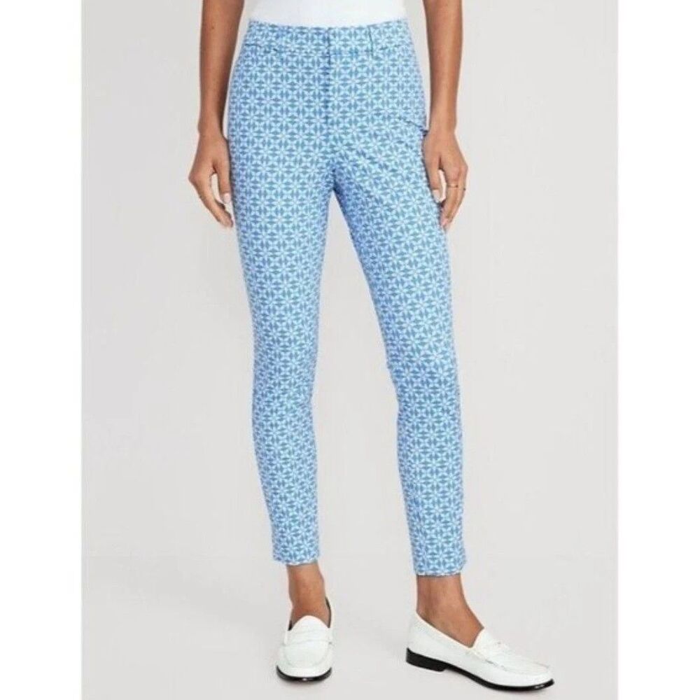 Old Navy Pixie Skinny Ankle Dress Pants Womens 14 Tile Blue Stretch NEW